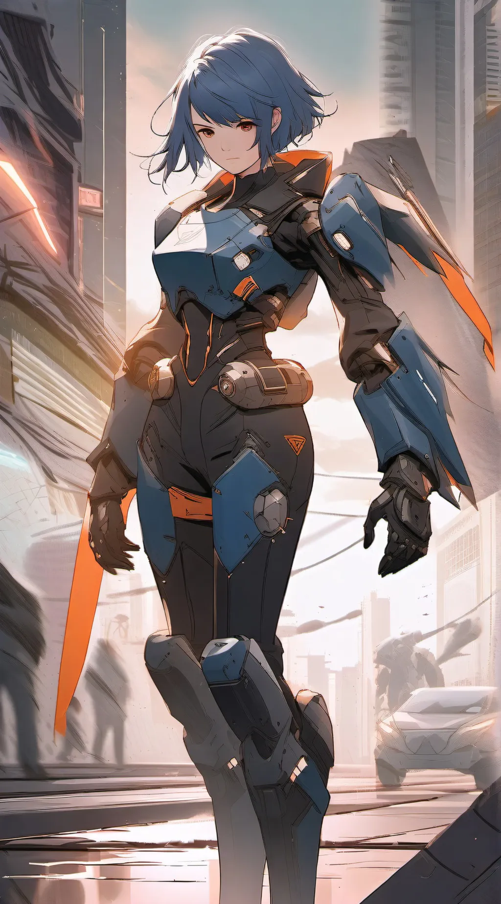 ai character: Afterimage Blue background
