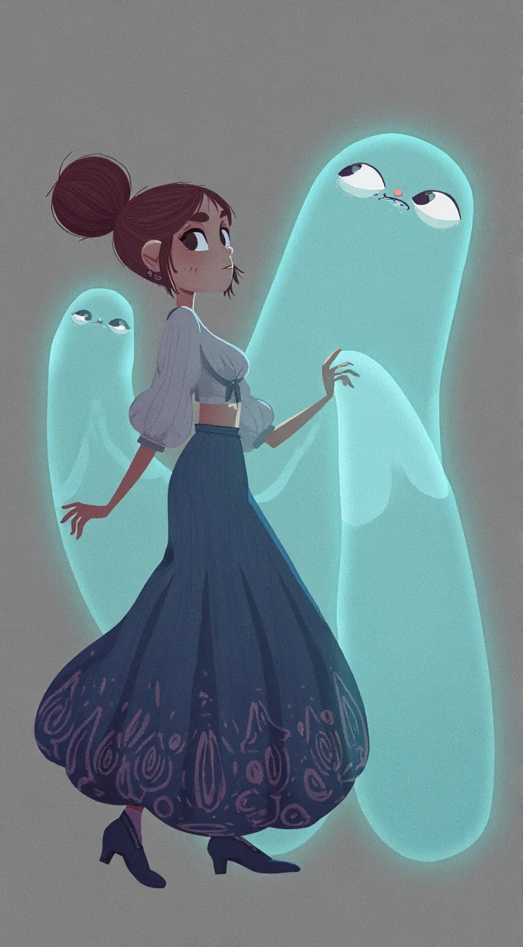 ai character: the ghost  girl background