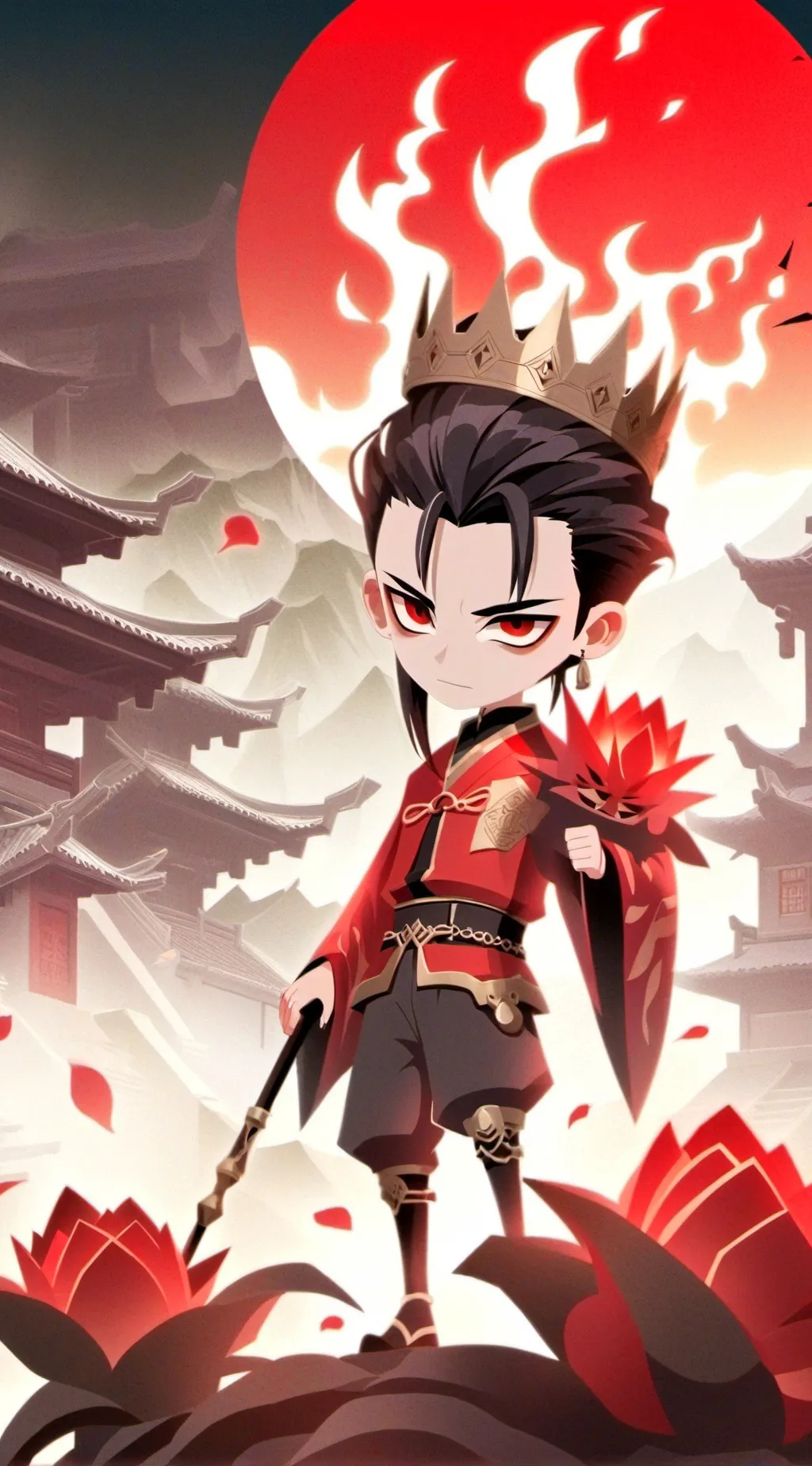 ai character: sukuna barber shop background