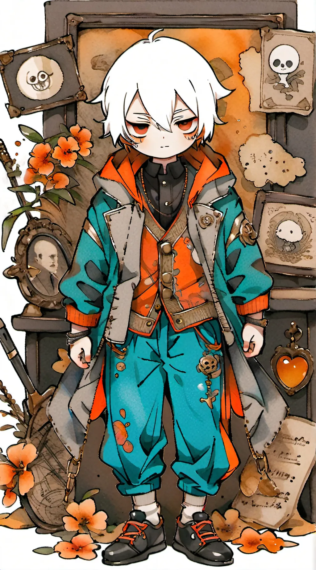 ai character: Sans and the beach background