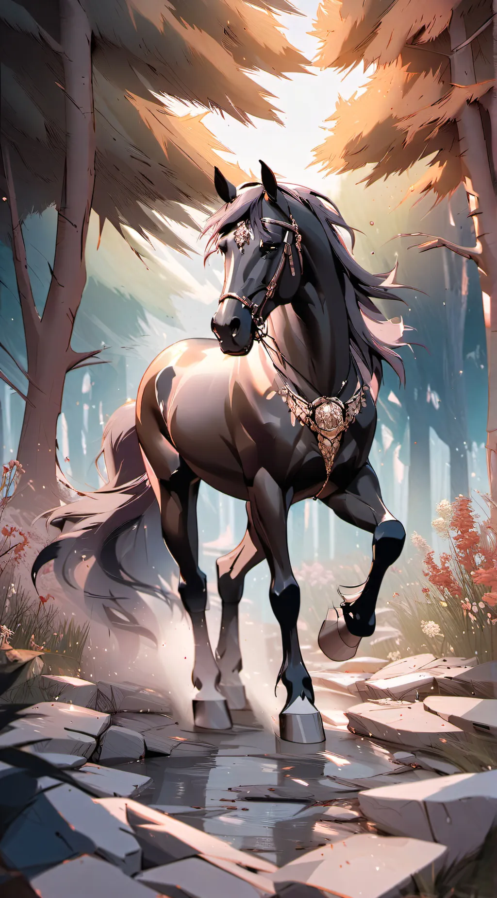 ai character: Black Knight horse background