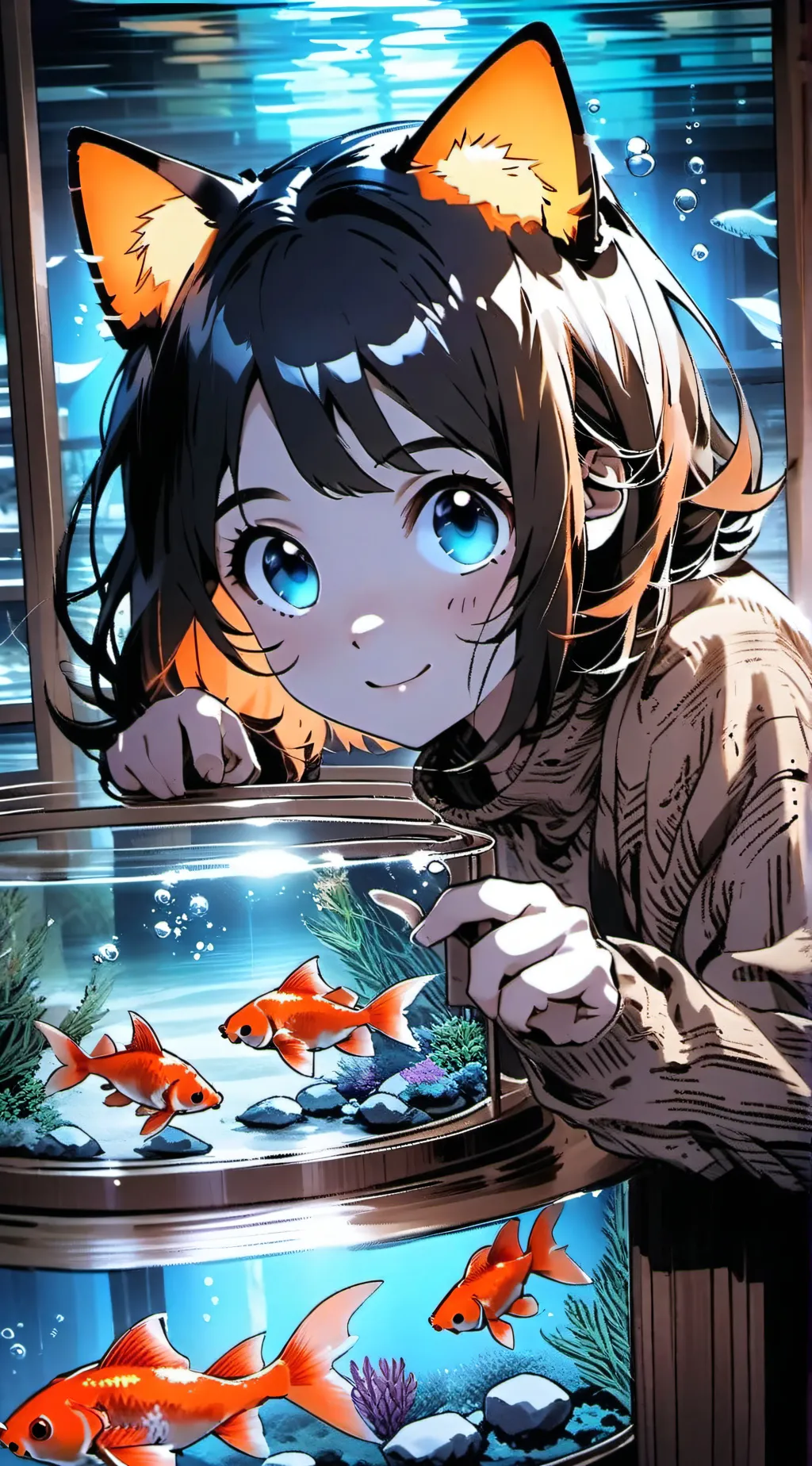 ai character: Goldie the Fishy Feline background