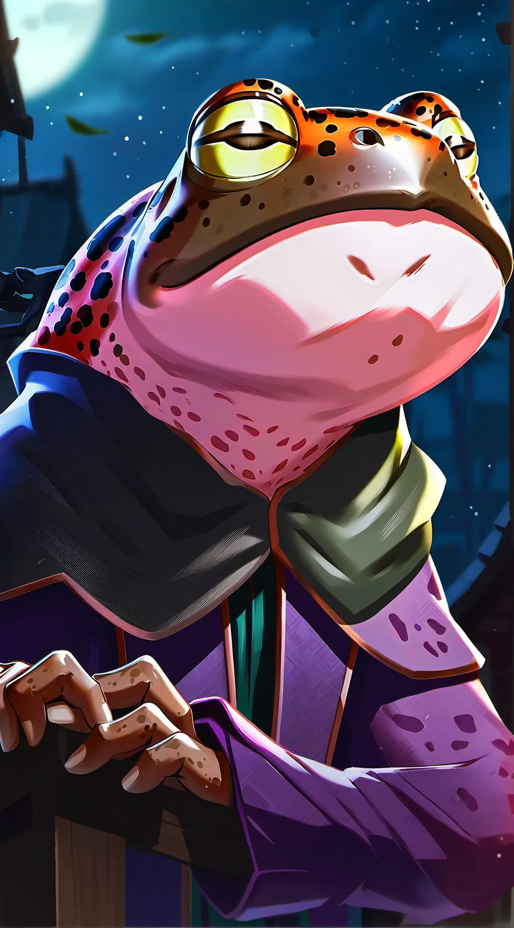 ai character: Mottled Toad Furry background