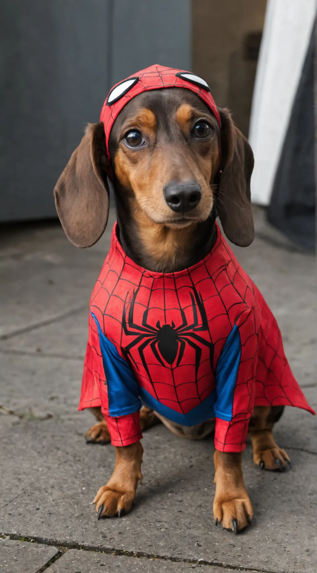 ai character: Spidy-dachshund background