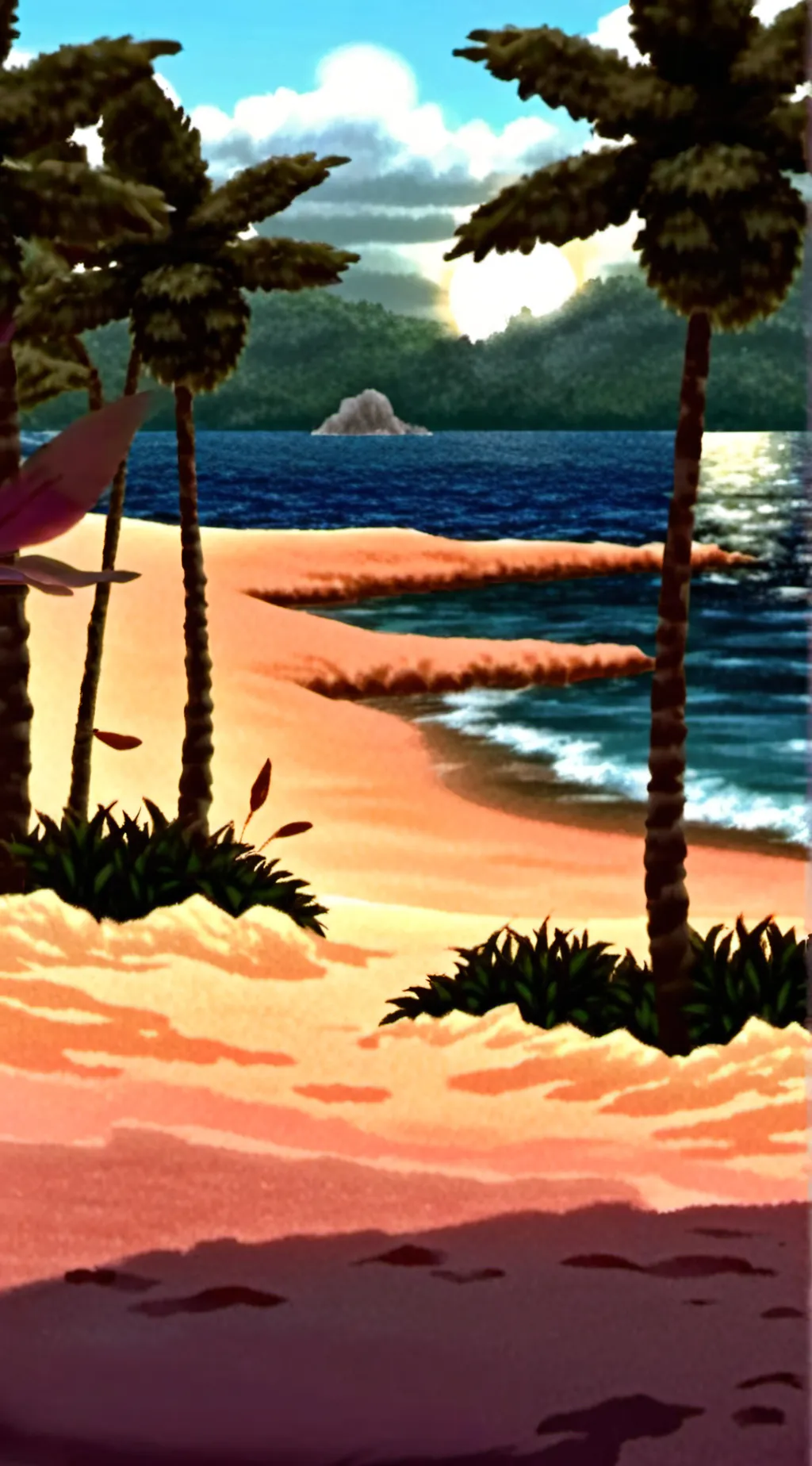 ai character: ymca beach background