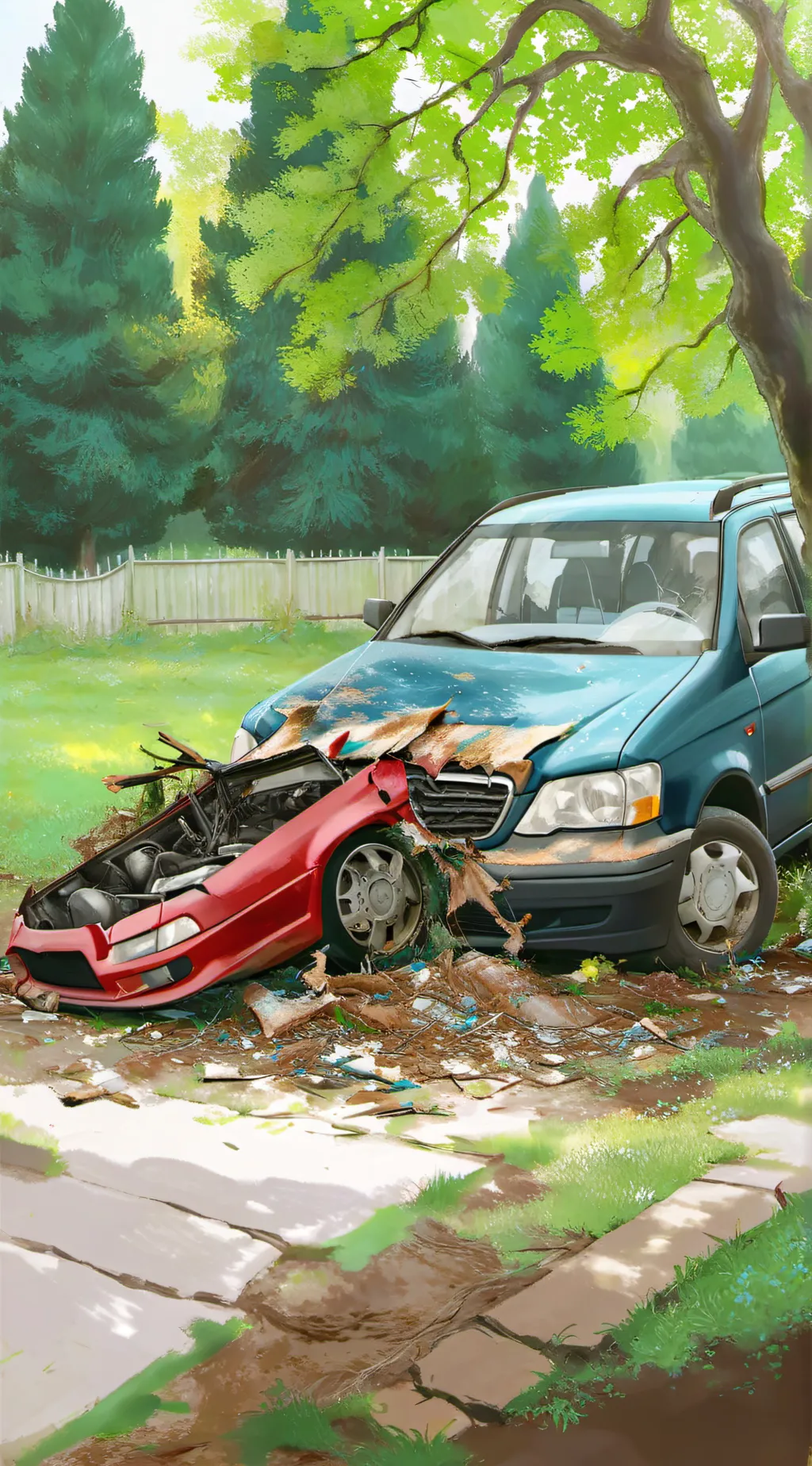 ai character: car crash  background