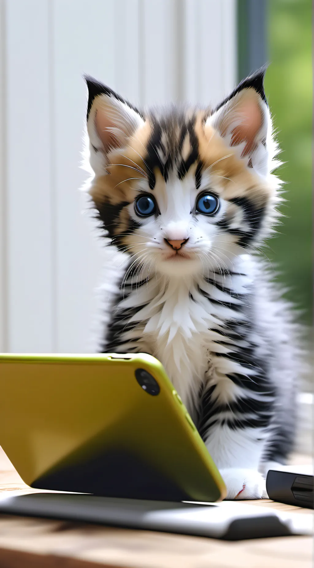 ai character: tablet kitten  background