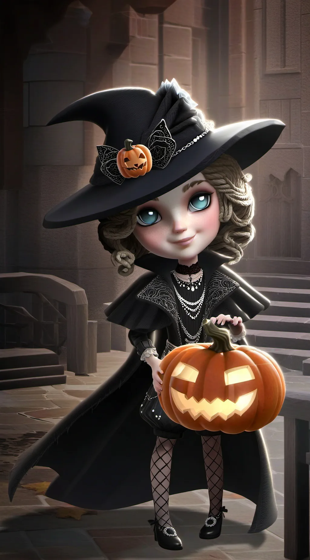 ai character: pumpkin background