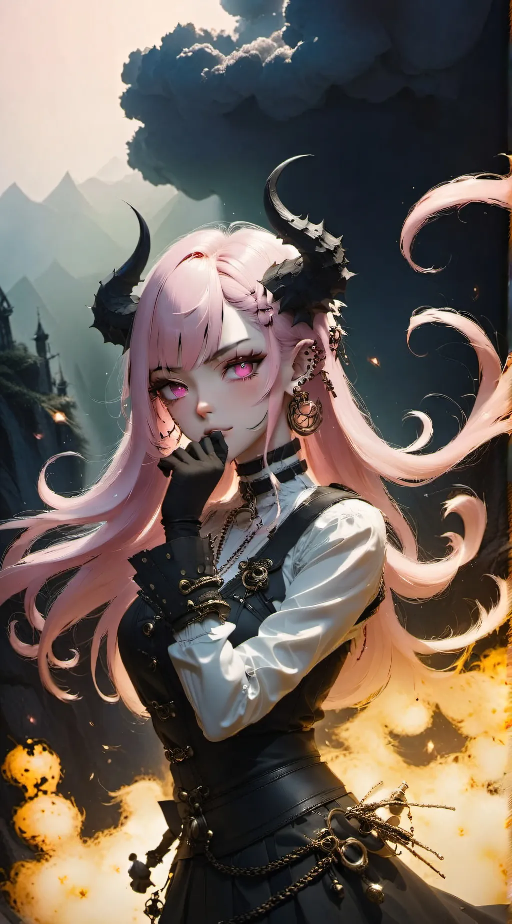 ai character: Demon queen  background