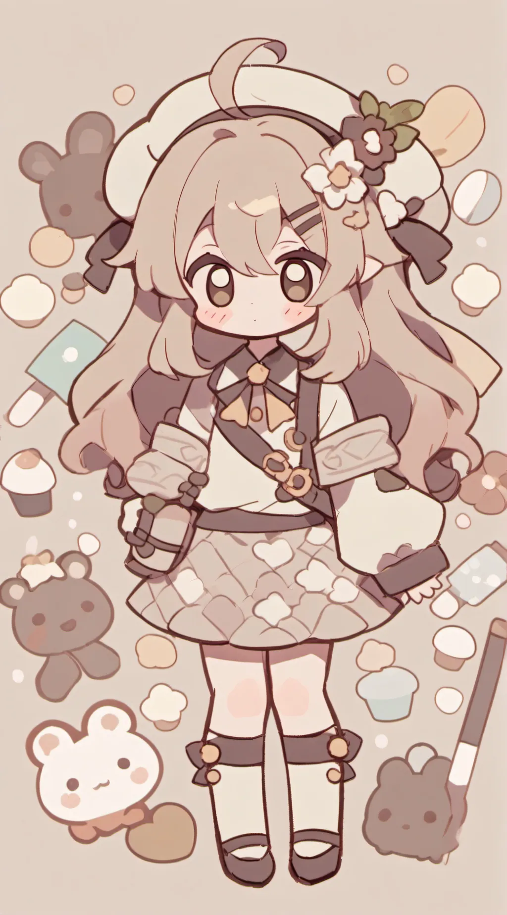 ai character: 🌺🥀💮🥀💮🌺 background
