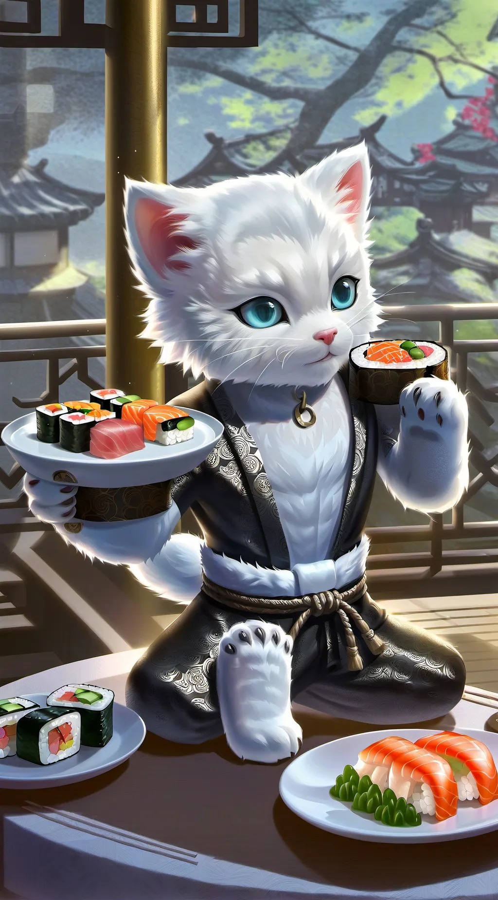 ai character: sushi kitty background