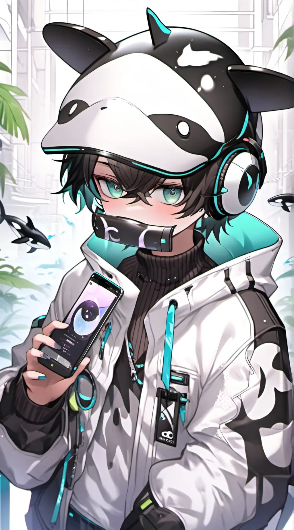 ai character: Whisker the Orca Furry background