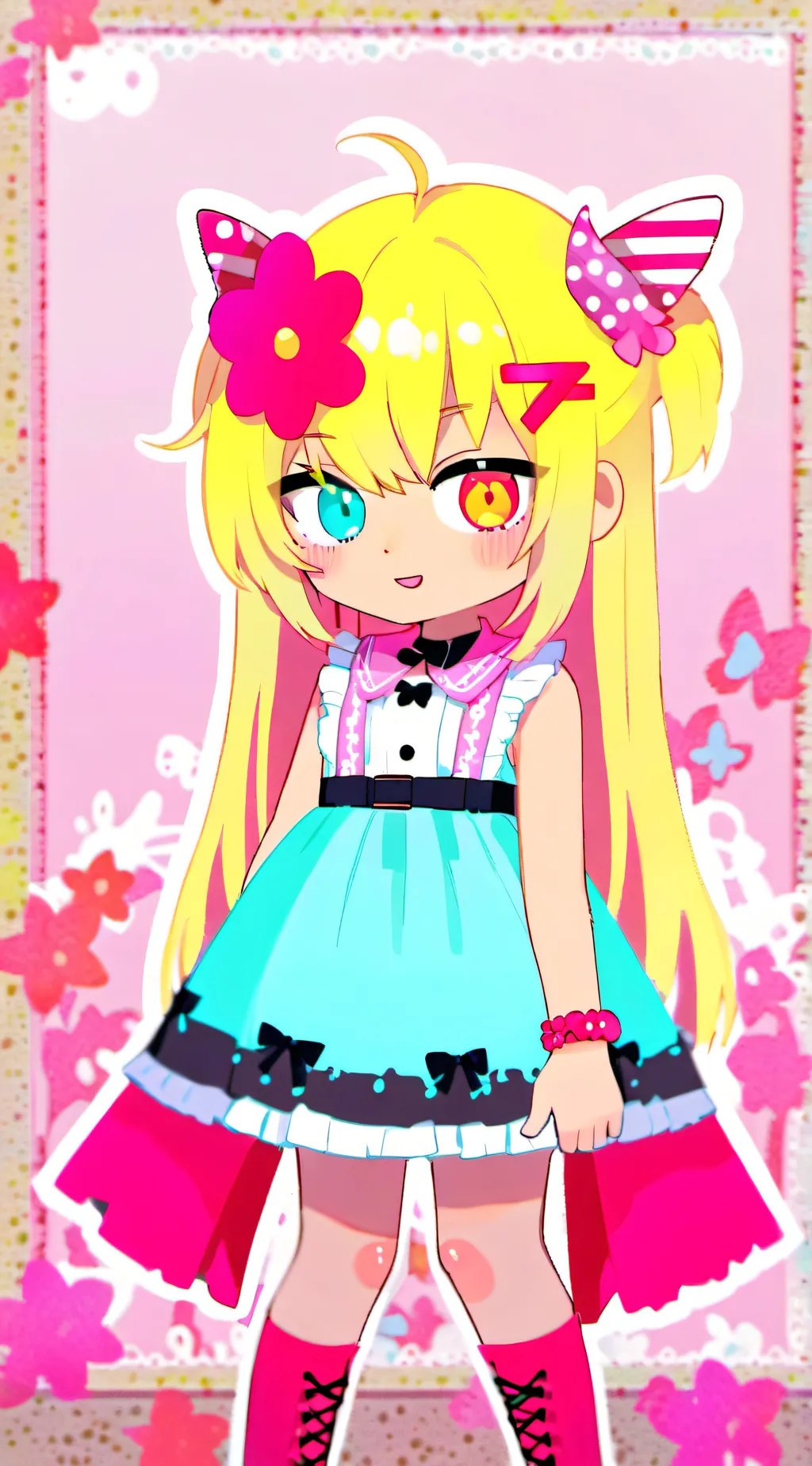 ai character: Rainbow background