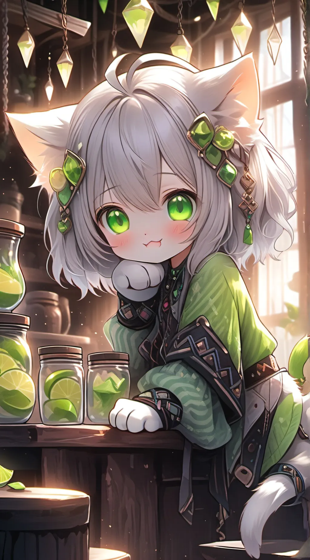 ai character: Lime Spirit Kitten background