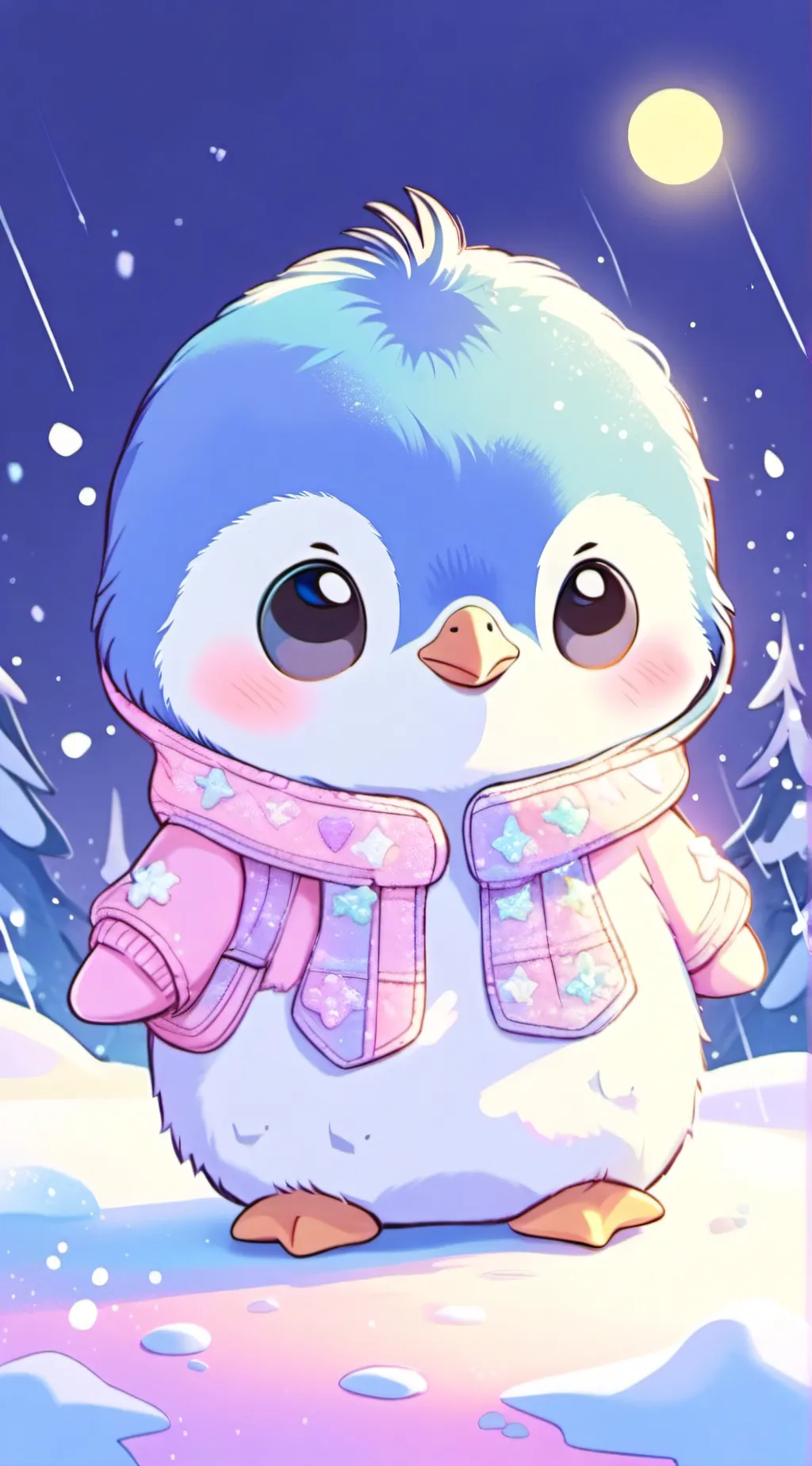 ai character: snowflake background