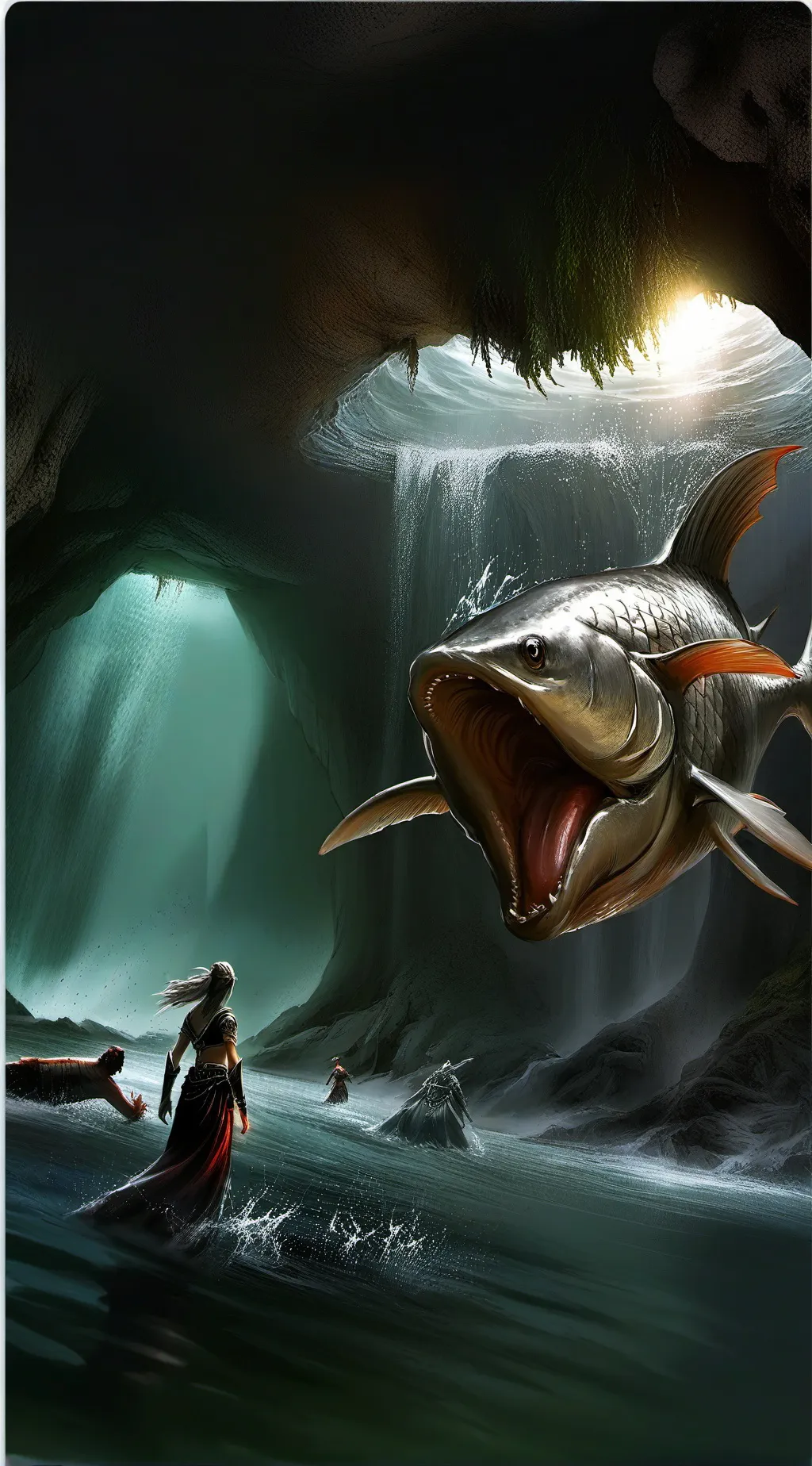 ai character: Water Monster Cave background