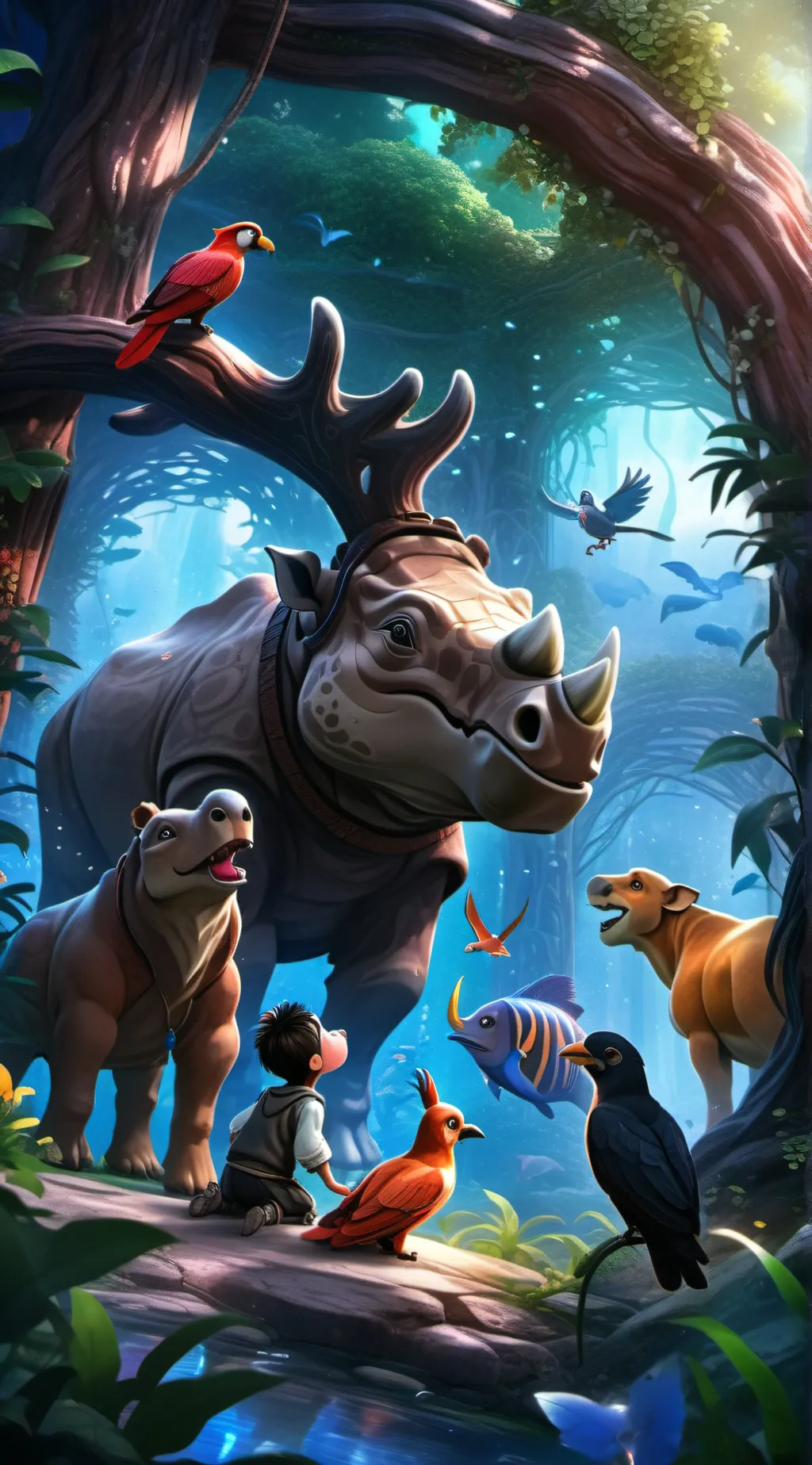 ai character: Smiling critters🦃 background