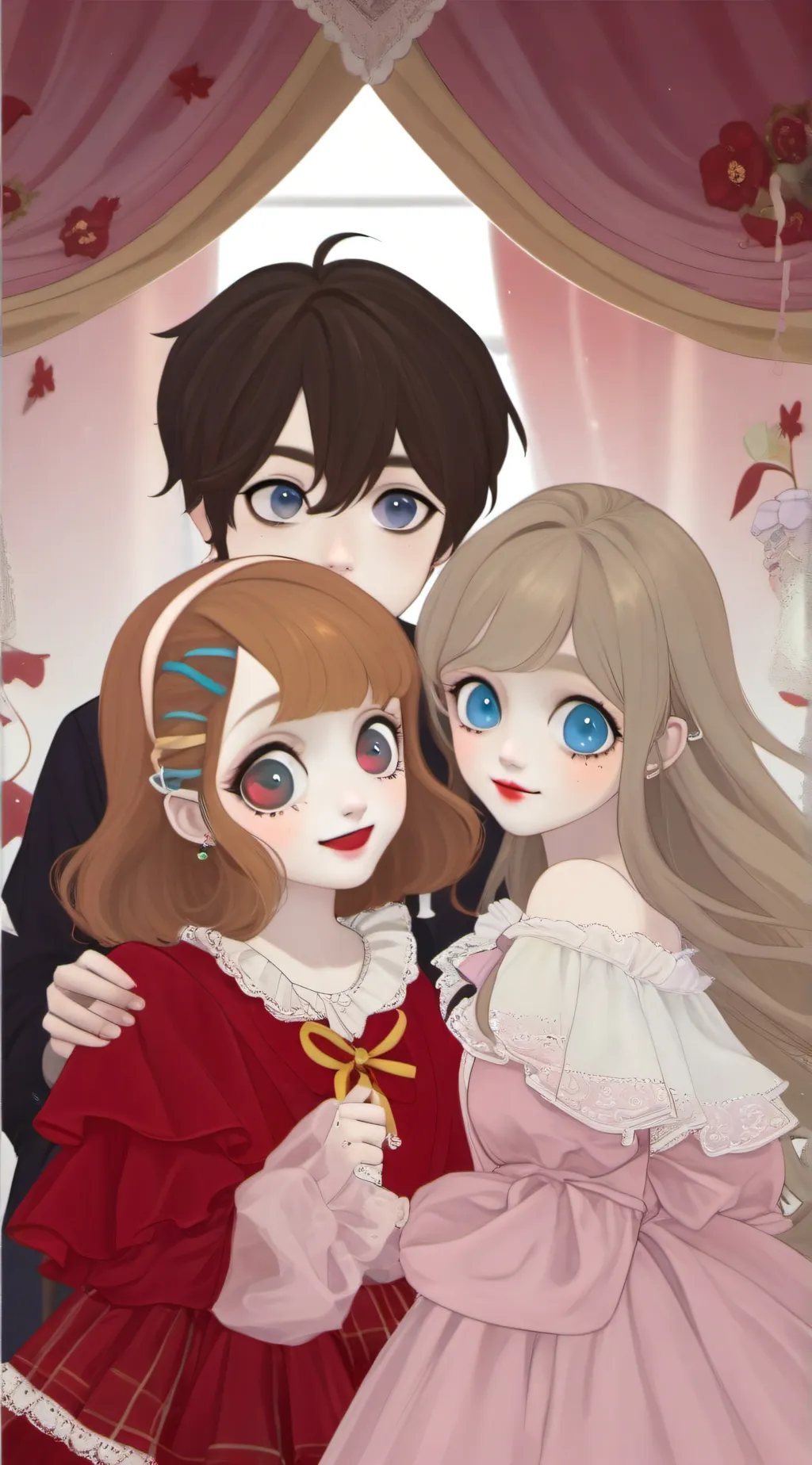 ai character: three little kids background