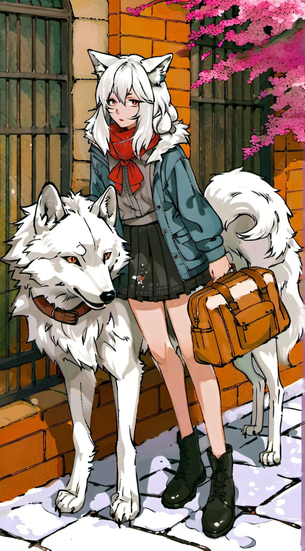 ai character: snowy background