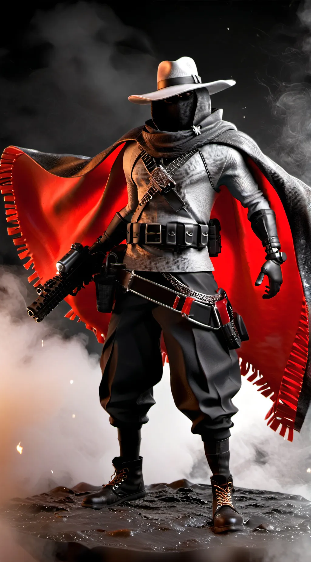 ai character: Red poncho ￼ background