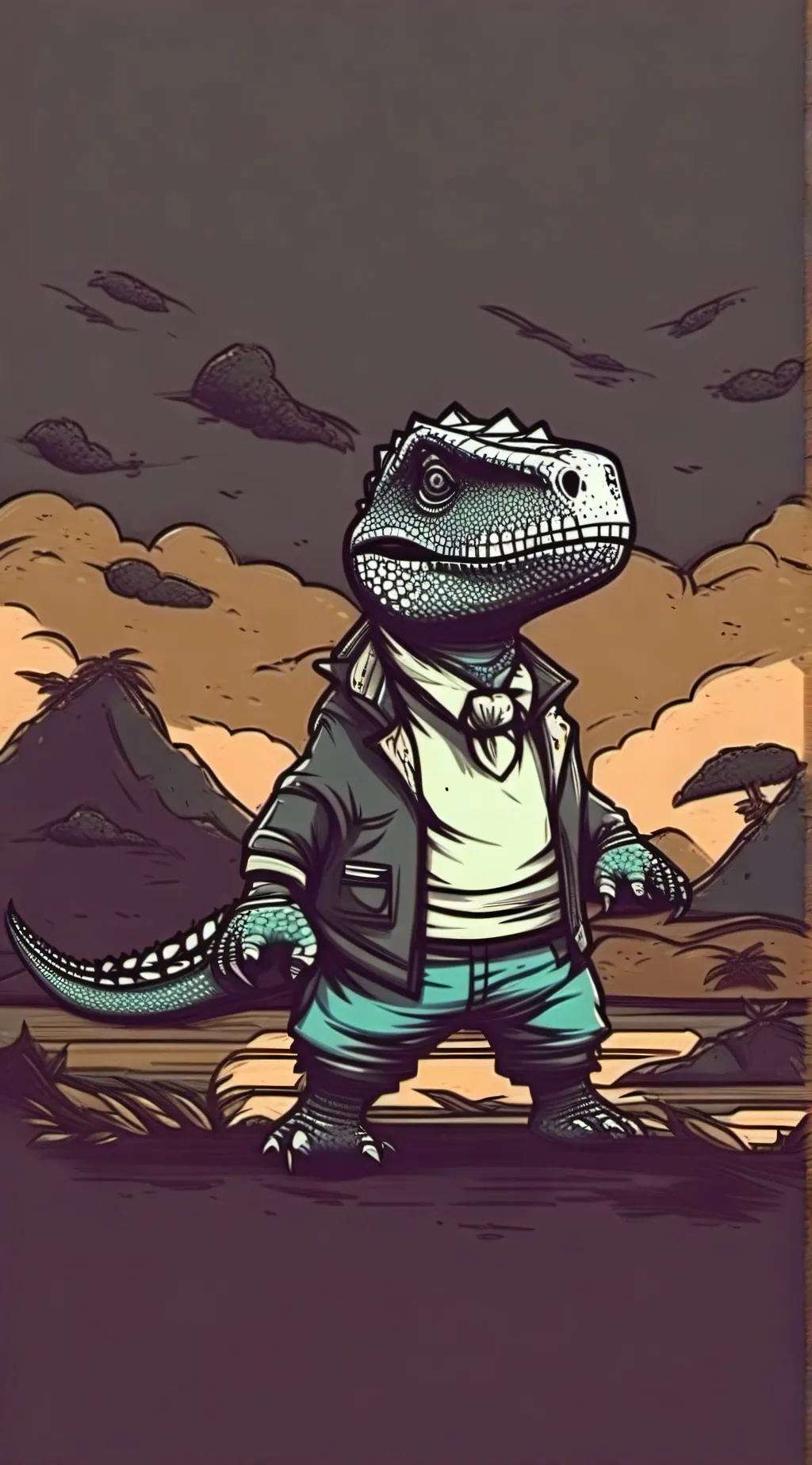 ai character: Dinosaur Gangster background