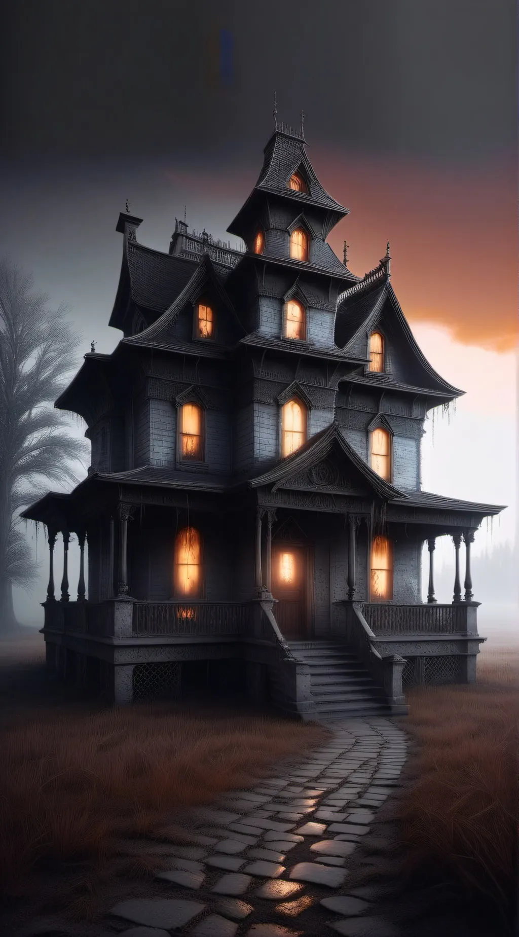ai character: haunted house background
