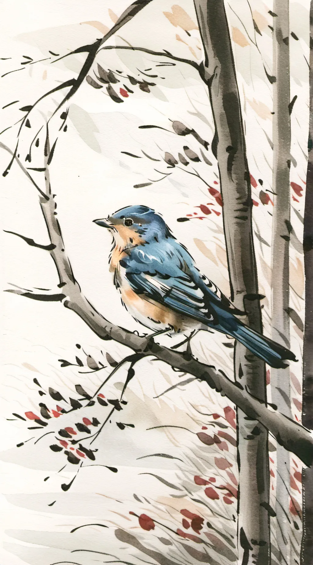 ai character: blue bell bird background