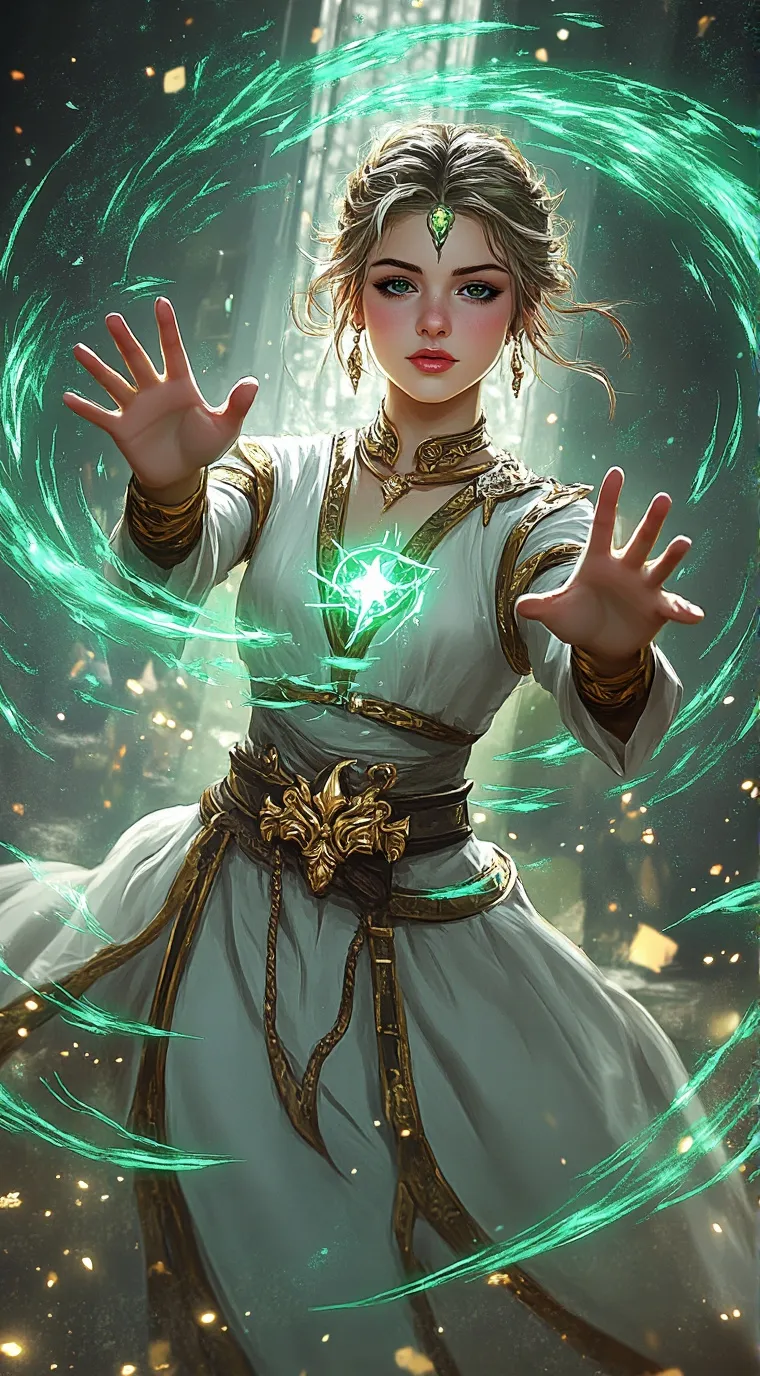 ai character: emerald background