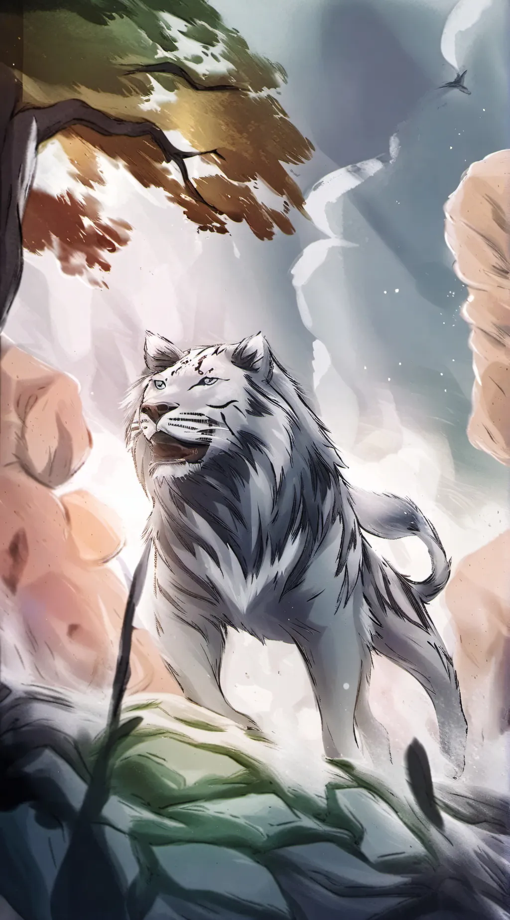 ai character: Wight tiger 🐯 background