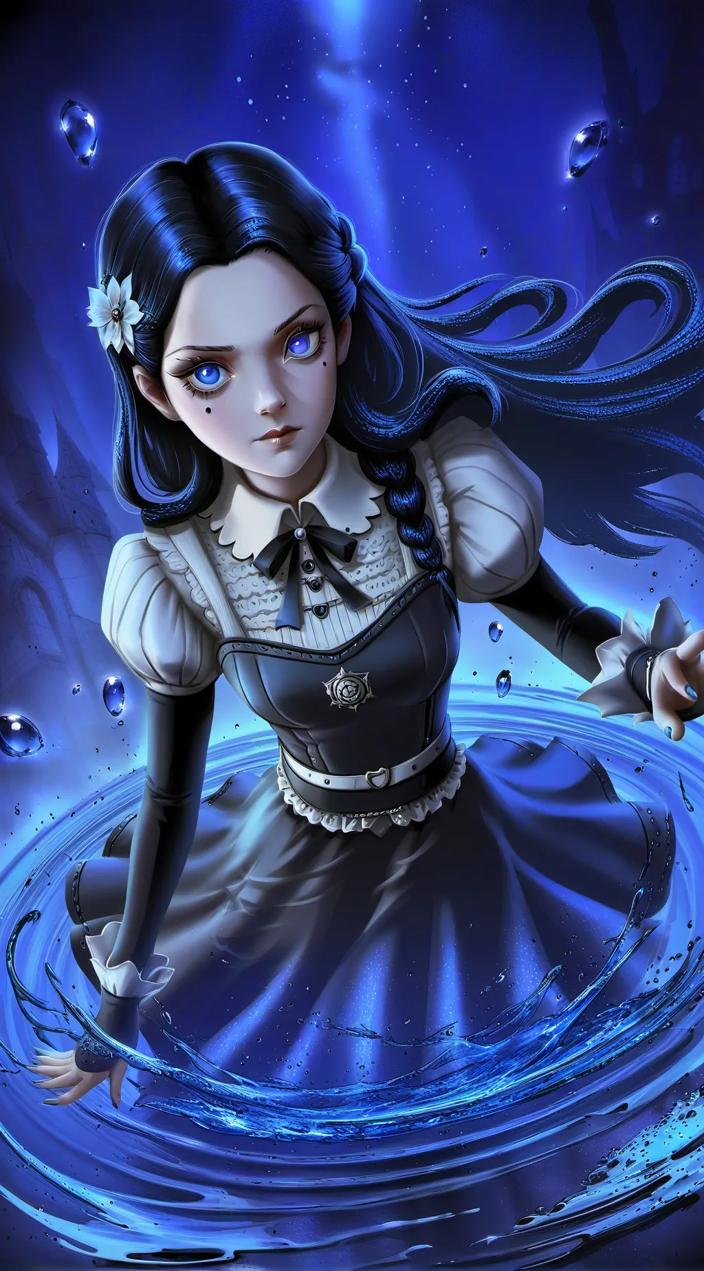 ai character: Wednesday and Enid background