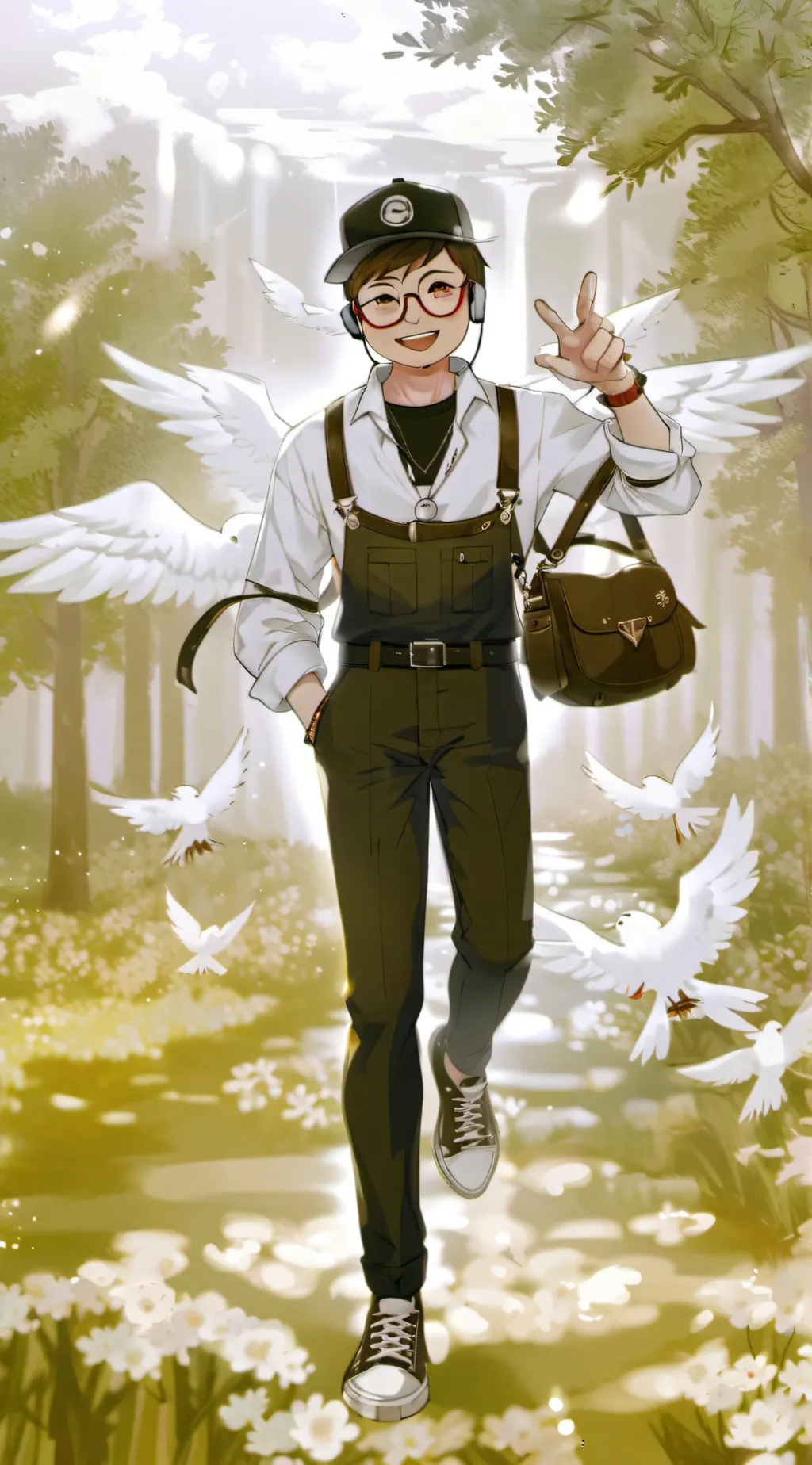 ai character: NotReal (white)  background