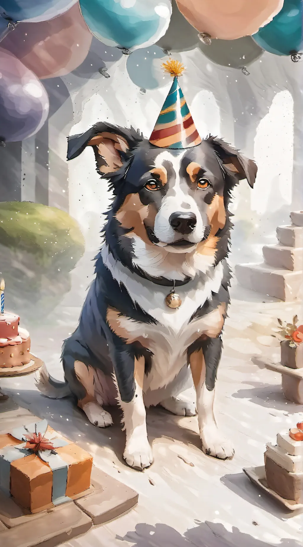 ai character: dogs birthday background