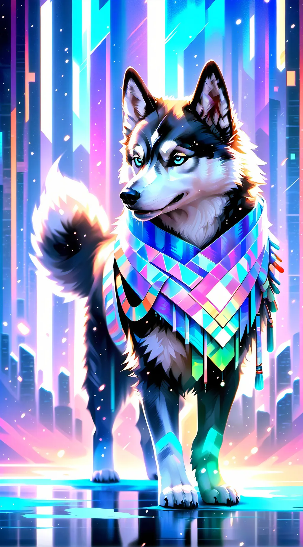ai character: Pendleton husky  background