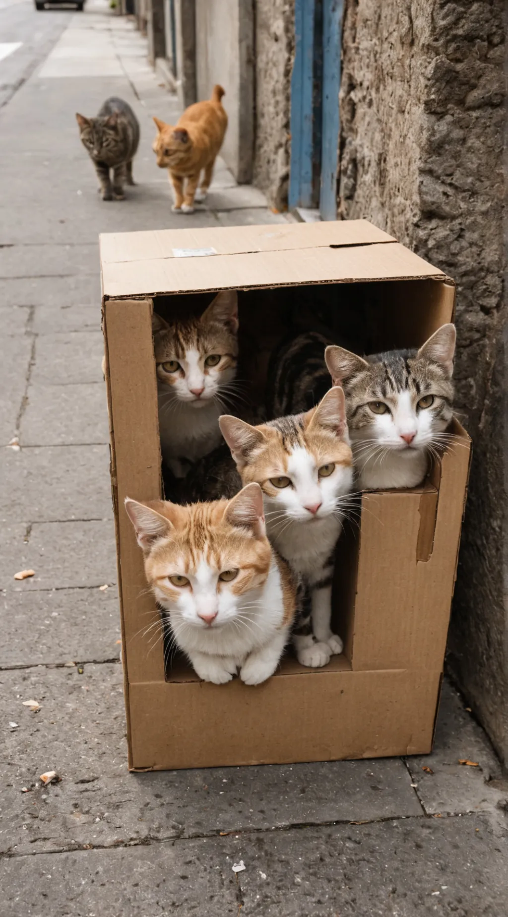 ai character: Family of poor cat background