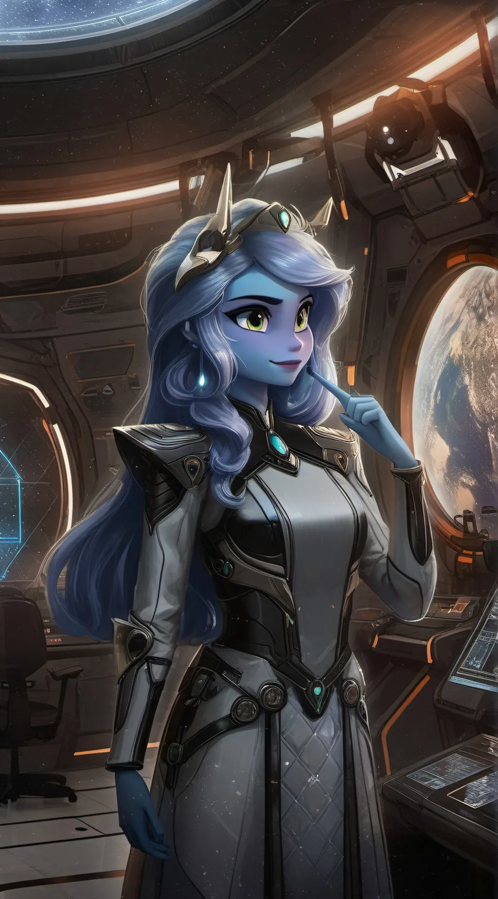 ai character: High Com Luna background