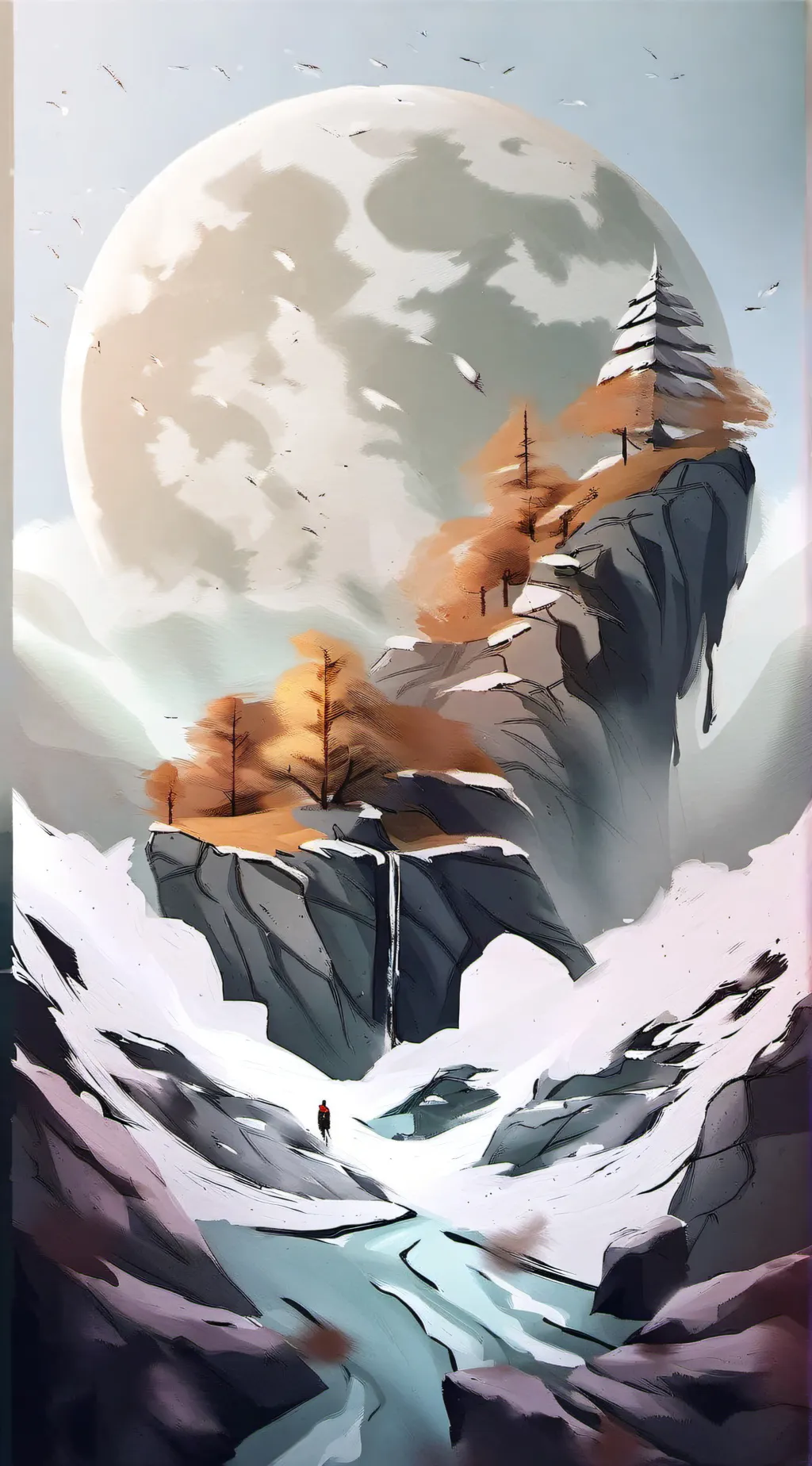 ai character: mountain Island ig background