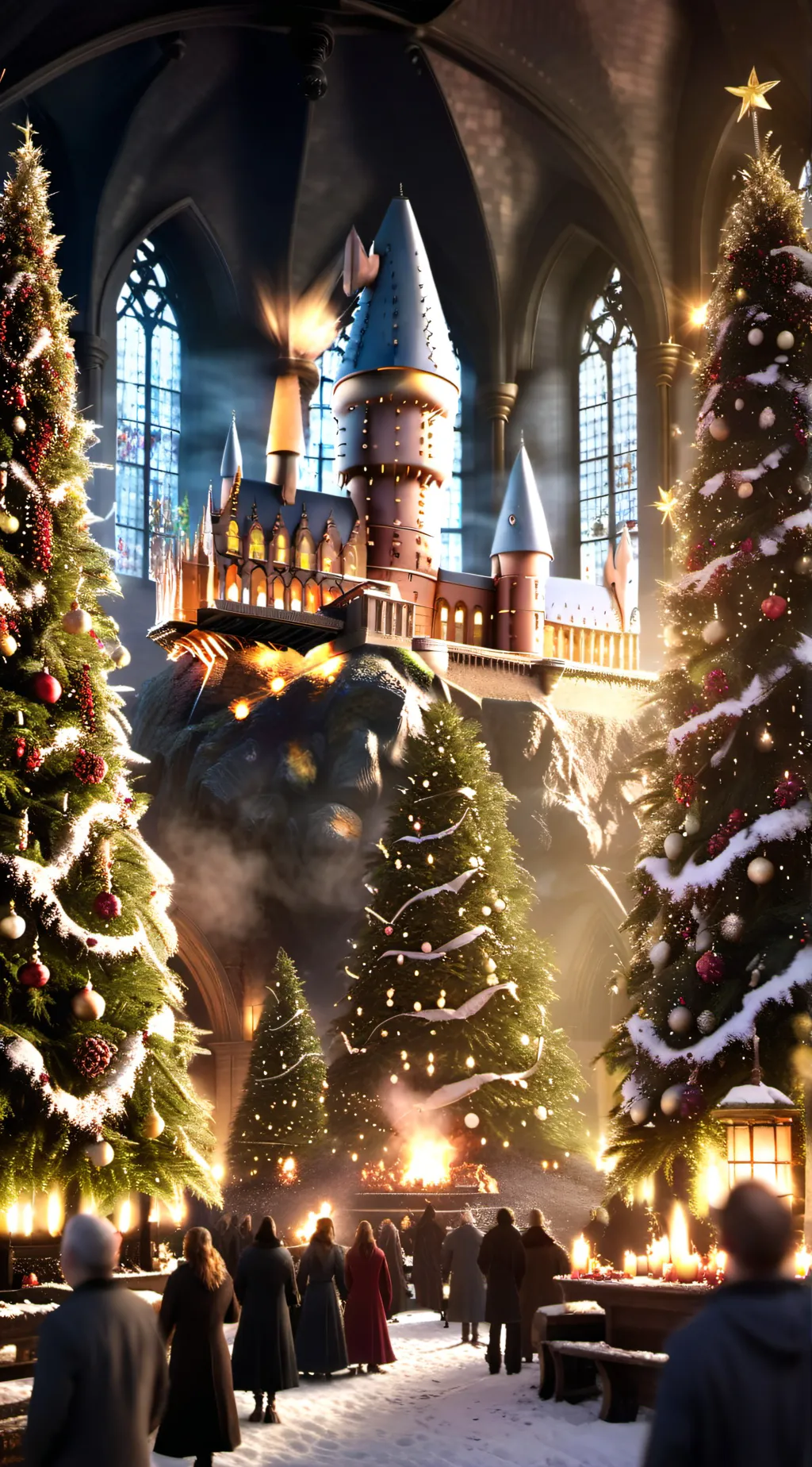 ai character: Hogwarts Christmas background