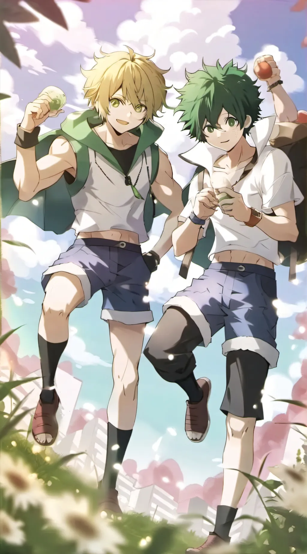 ai character: Bakugo and Deku background