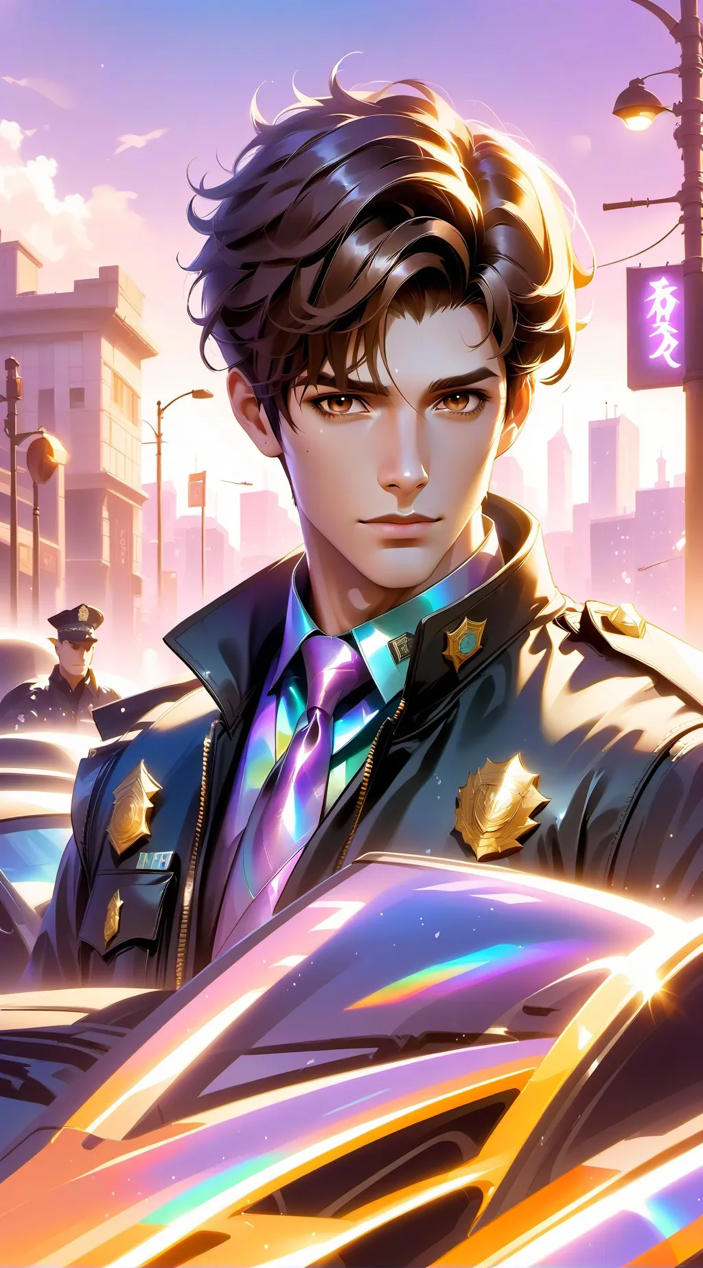 ai character: Agent blue background