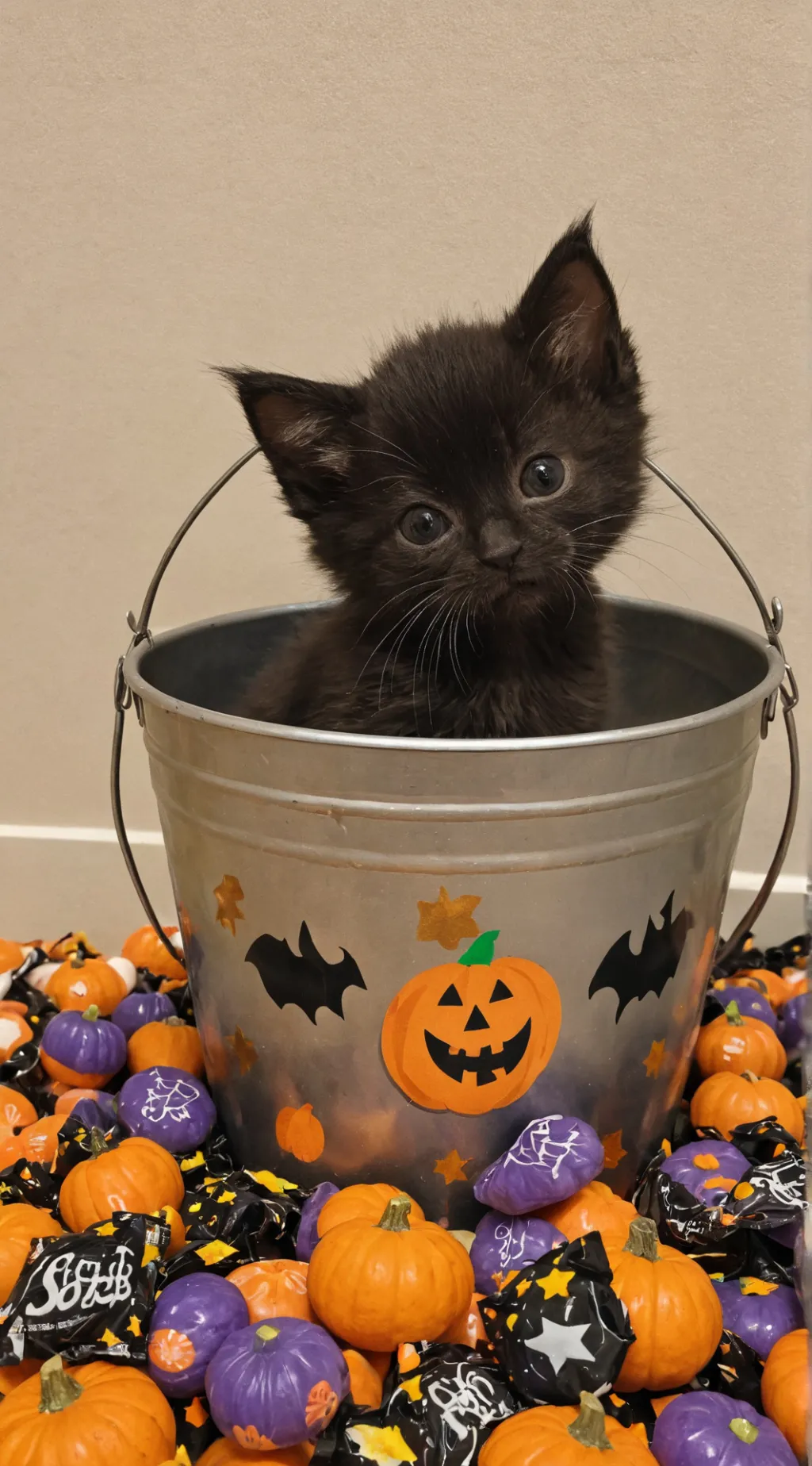 ai character: Candy cat background