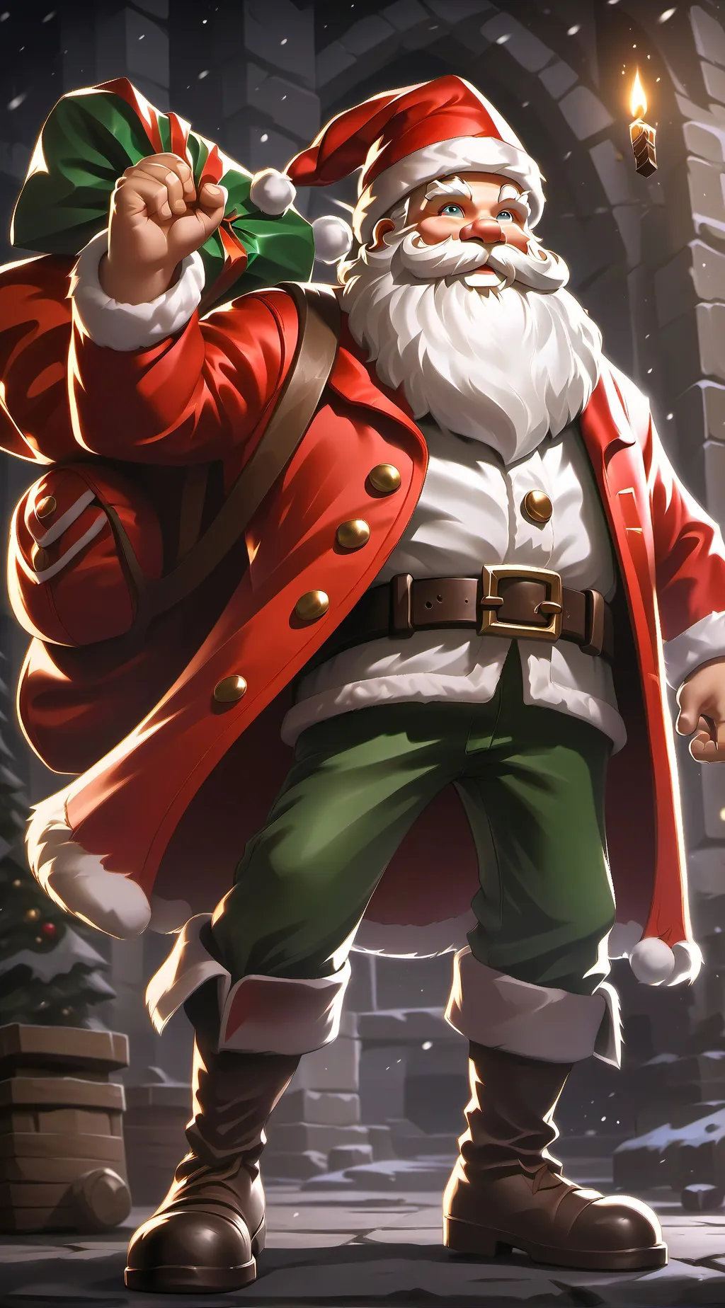 ai character: Santa Claus  background