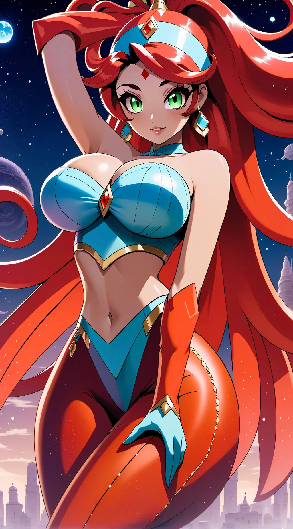 ai character: Giantess genie  background