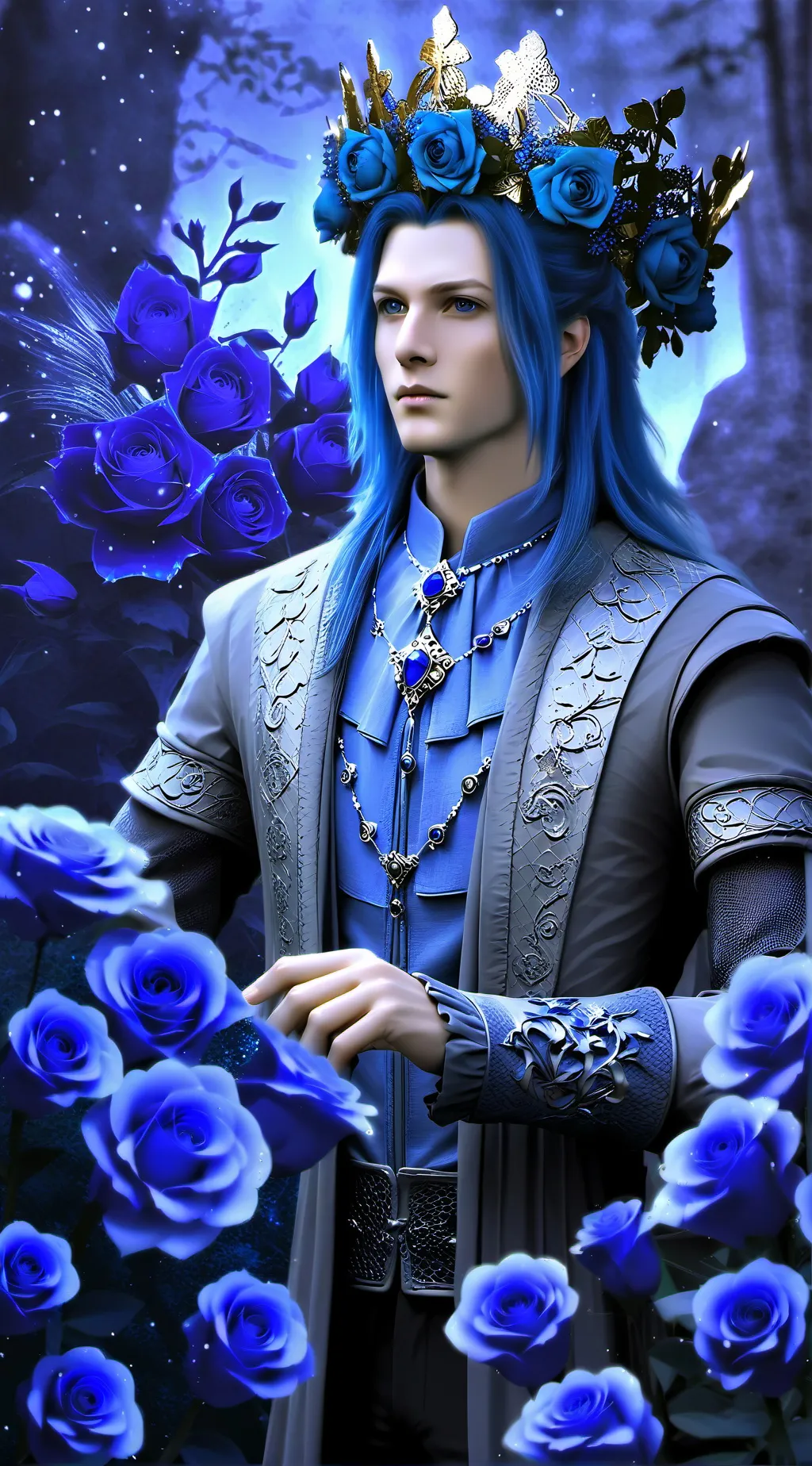 ai character: god of blue  background