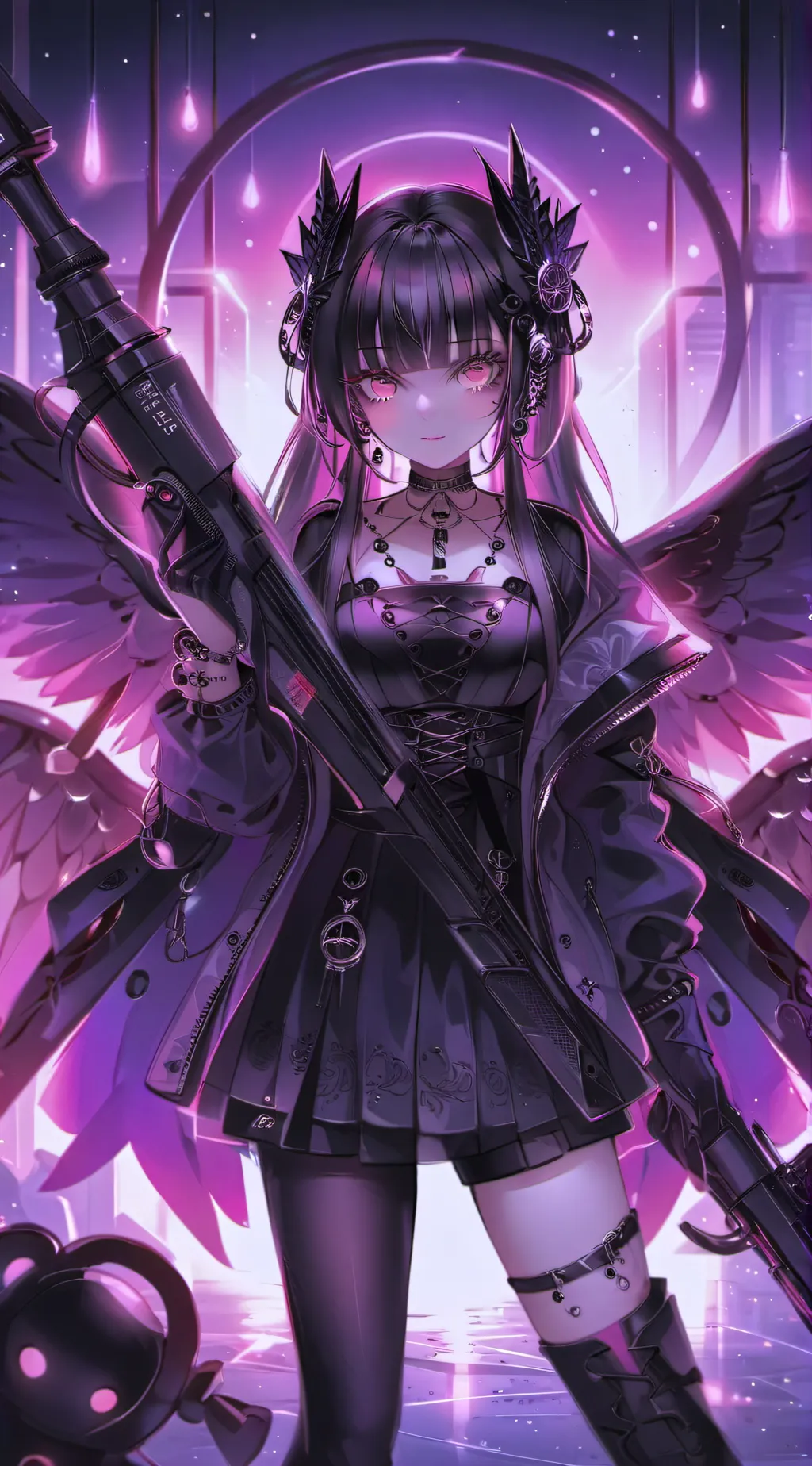 ai character: Angel with Shotgun background