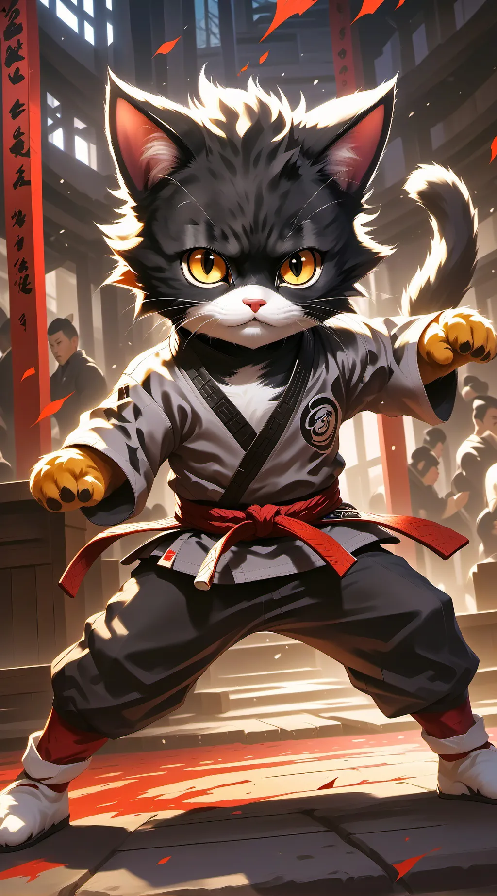 ai character: Karate cat background