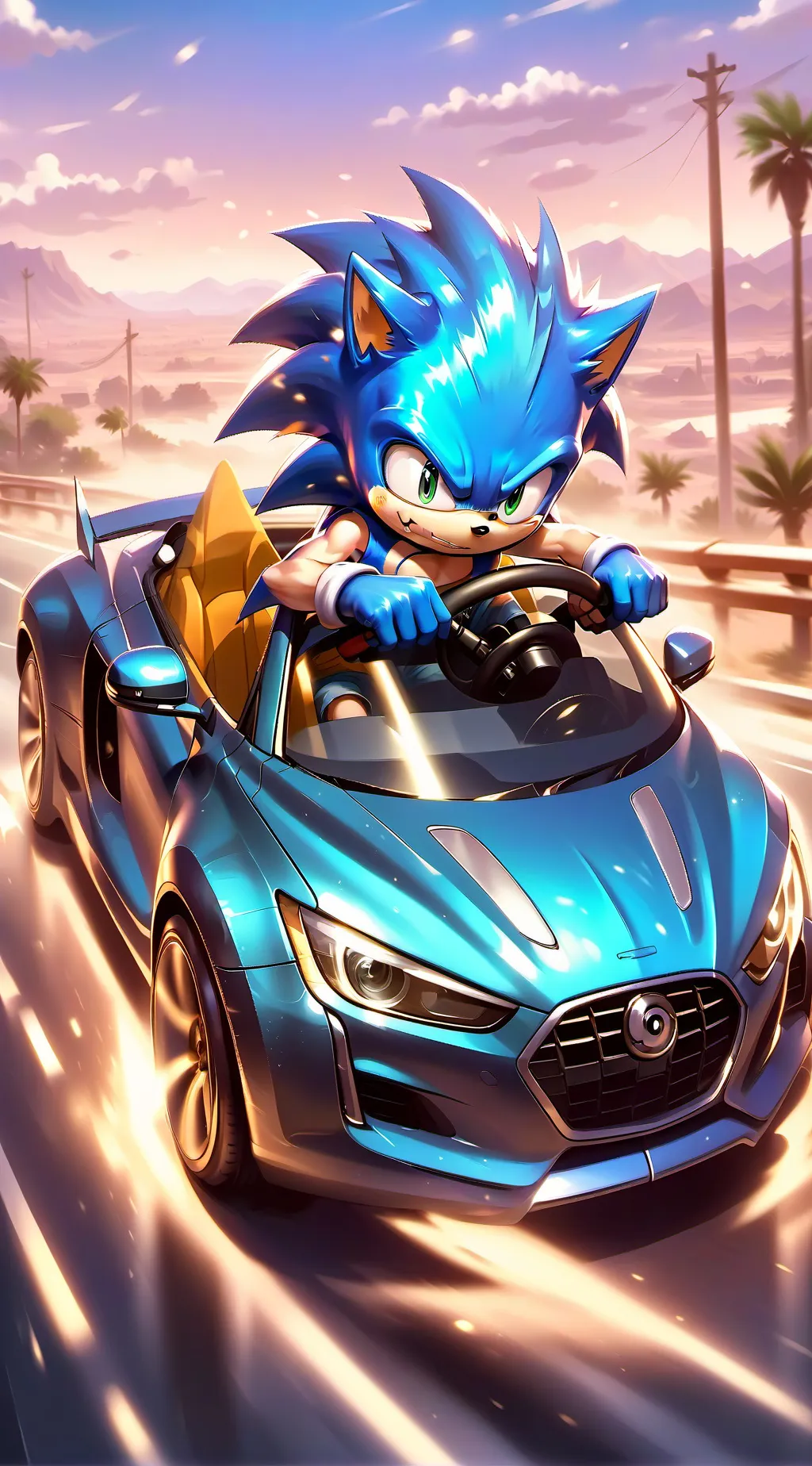 ai character: Sonic road trip.. background