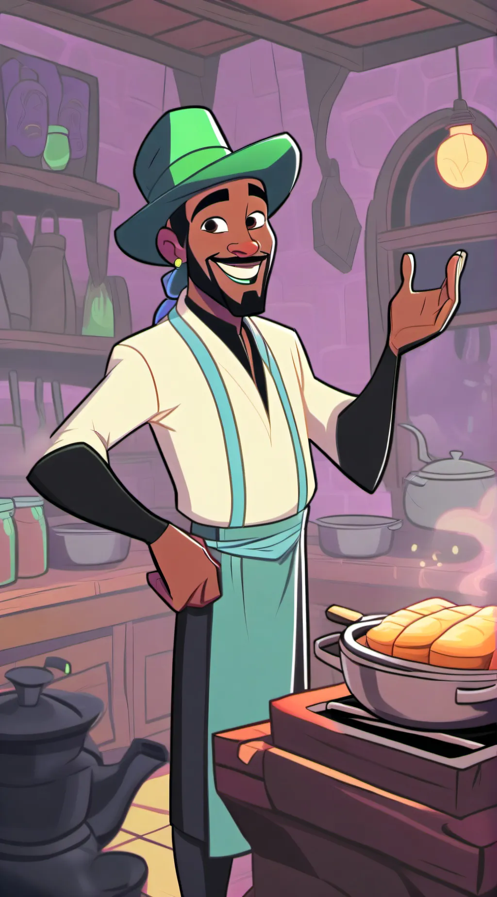 ai character: The god of Roast background