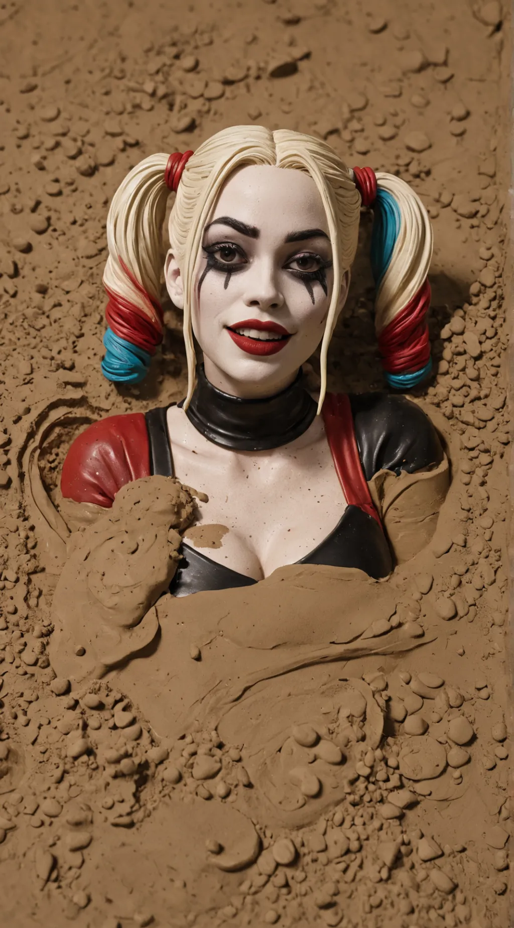 ai character: Harley Quinn Muddy background