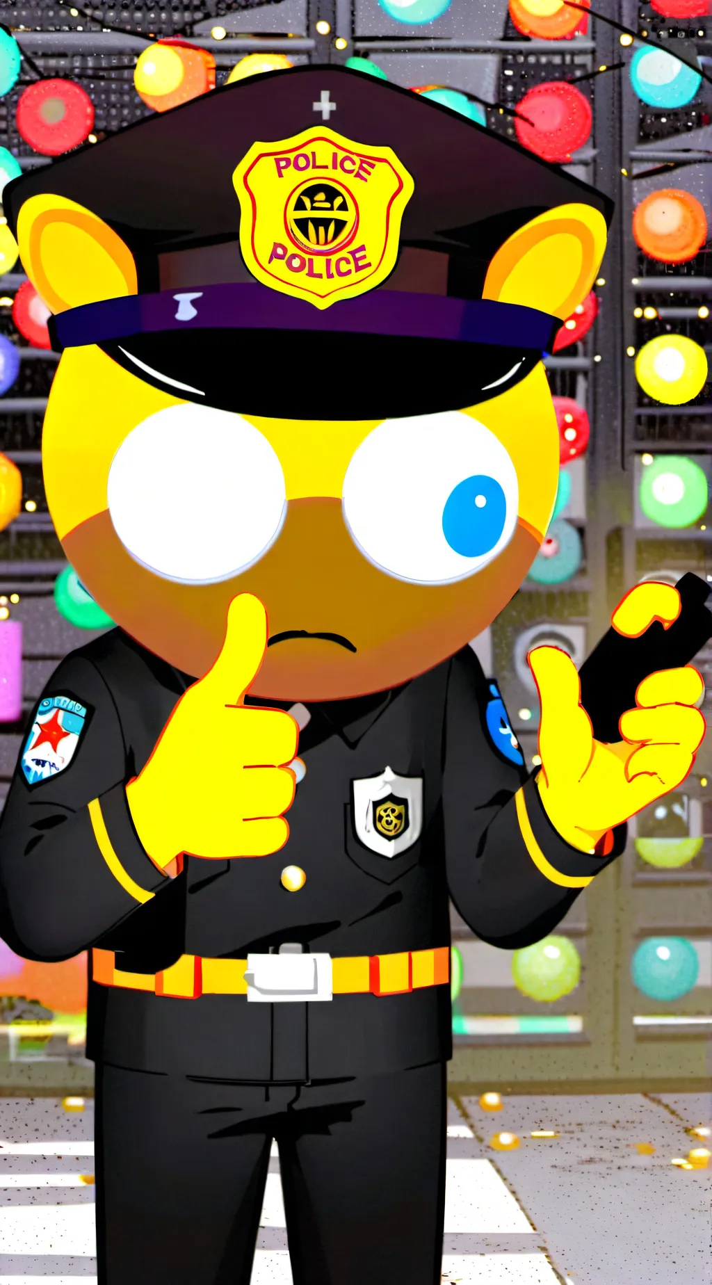 ai character: police eyeballs background