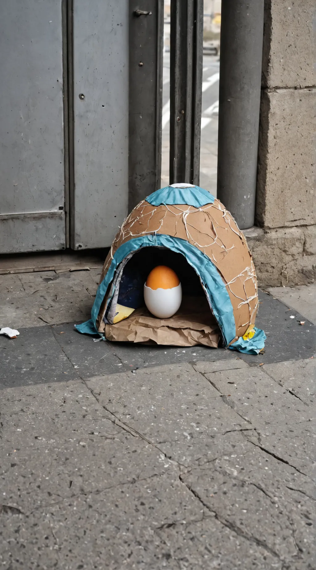 ai character: Homeless 3 Egg background